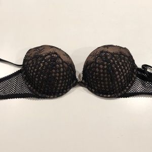 Victoria secret Black and Tan lace and fishnet bra